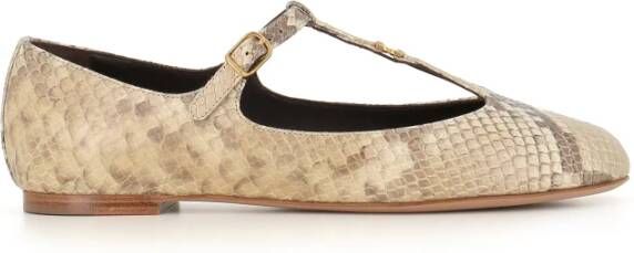 Chloé Beige Python Print Ballerina Flats Beige Dames