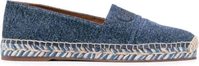 Chloé Blauwe Geborduurde Logo Espadrilles Blue Dames