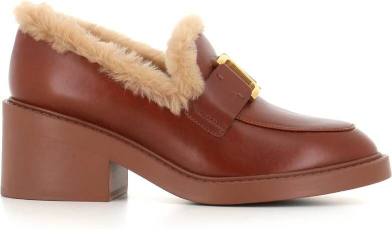 Chloé Brandy Shearling Loafer Cognac Leer Brown Dames