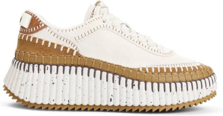 Chloé Met de hand gestikte leren sneakers Beige Dames