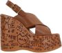 Chloé Bruine leren platform sandalen met enkelband Brown Dames - Thumbnail 1