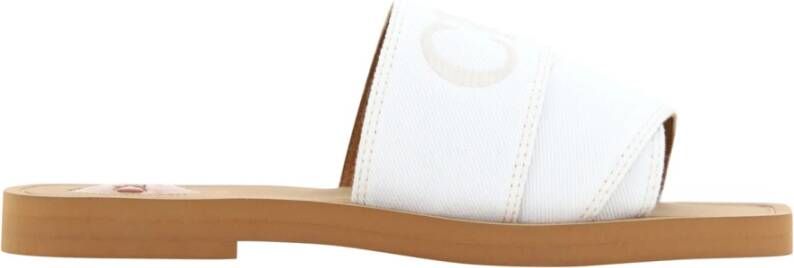 Chloé Elegante witte katoenen slidesandalen White Dames