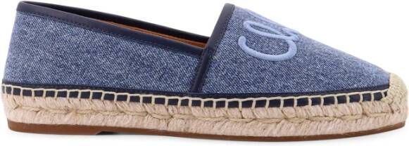 Chloé Geborduurde Denim Espadrilles met Touw Detail Blue Dames