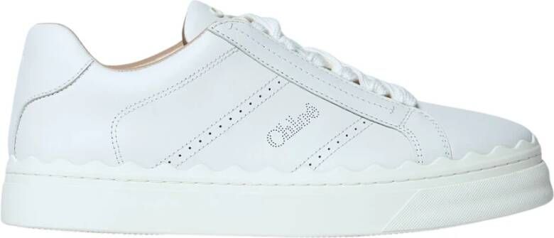 Chloé Geperforeerd Logo Leren Sneakers White Dames