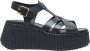 Chloé Geribbelde Platform Leren Sandalen Black Dames - Thumbnail 1