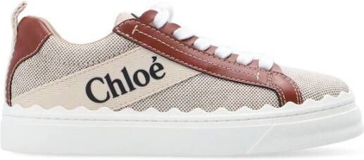 Chloé Sneakers van textuur linnen en kalfsleer White Dames