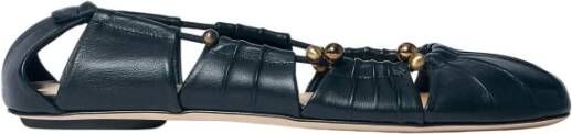 Chloé Leren Ballerina Flats met Hardware Versiering Black Dames