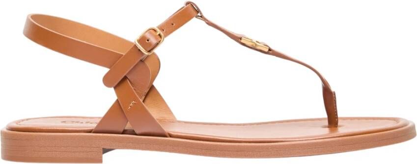 Chloé Leren sandalen met teenpost Brown Dames