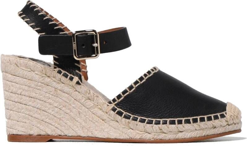 Chloé Leren sleehak sandalen met gespsluiting Black Dames