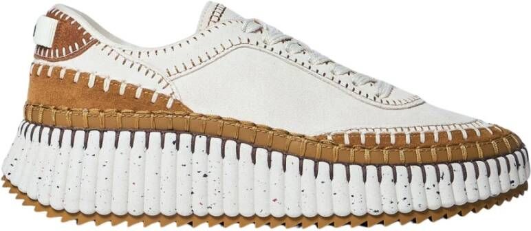 Chloé Met de hand gestikte leren sneakers Beige Dames