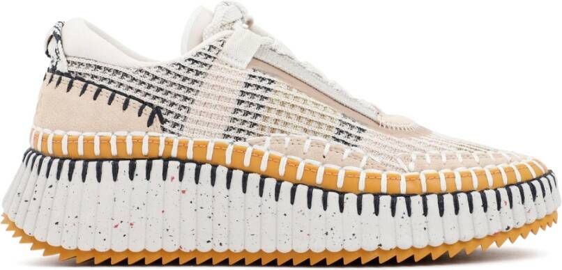 Chloé Neutrale Mesh Sneakers met Multicolor Inzetstukken Multicolor Dames