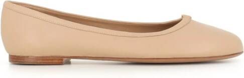 Chloé Nude Leren Ballerina`s met Gouden Marcie Detail Beige Dames