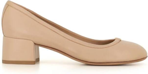 Chloé Nude Leren Hakken met Gouden Detail Beige Dames