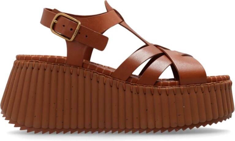 Chloé Platform Sandalen Nama Brown Dames