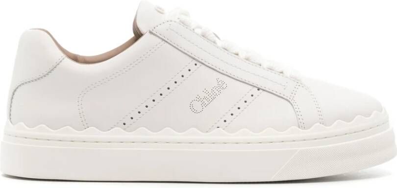 Chloé Geperforeerd Logo Leren Sneakers White Dames