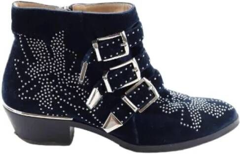 Chloé Pre-owned Velvet boots Blue Dames