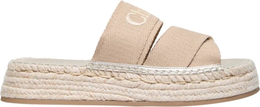 Chloé Raffia Plateau Sandalen Beige Dames