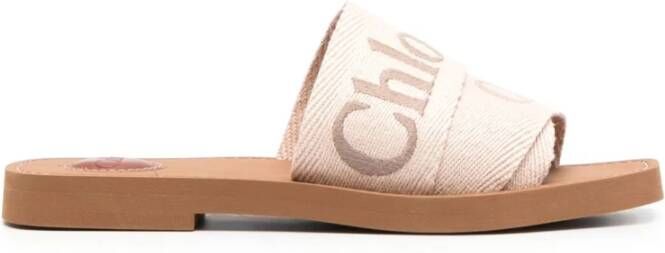 Chloé Roze Geborduurde Logo Sandalen Pink Dames