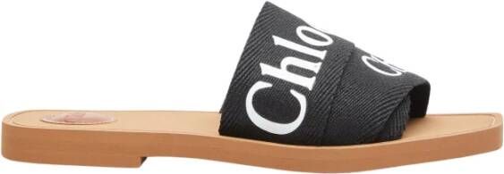 Chloé Sandalen Flache Pantolette Woody in zwart