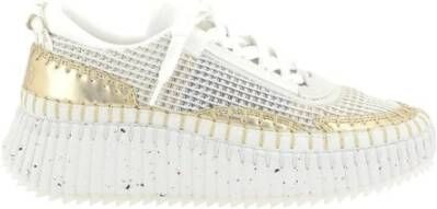 Chloé Sneakers met gelamineerd leer en stof White Dames