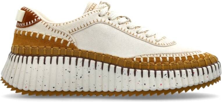 Chloé Met de hand gestikte leren sneakers Beige Dames