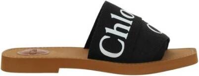 Chloé Vierkante Neus Platte Sandalen Black Dames