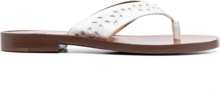 Chloé Witte Bloemenborduurwerk Platte Sandalen White Dames