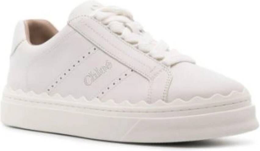 Chloé Witte Geperforeerde Logo Sneakers White Dames