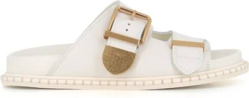 Chloé Witte Leren Sandalen met Metalen Details White Dames