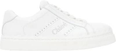 Chloé Witte Leren Veterschoenen White Dames