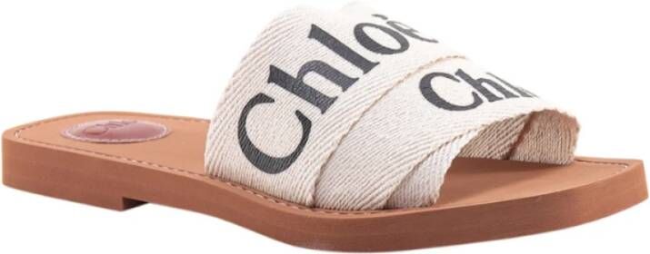 Chloé Witte Logo Canvas Sandalen Vrouw White Dames