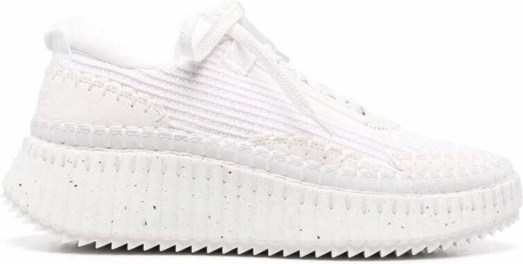 Chloé Mesh Veterschoenen met Gestructureerde Zool White Dames