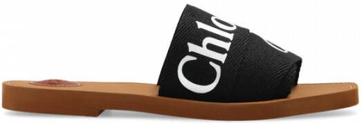 Chloé Sandalen Flache Pantolette Woody in zwart