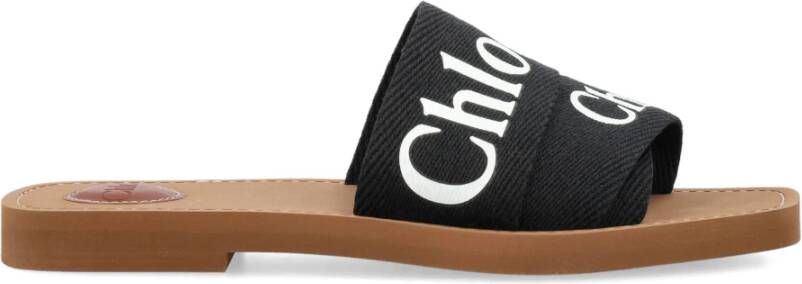 Chloé Zwarte Gesloten Leren Slides Black Dames