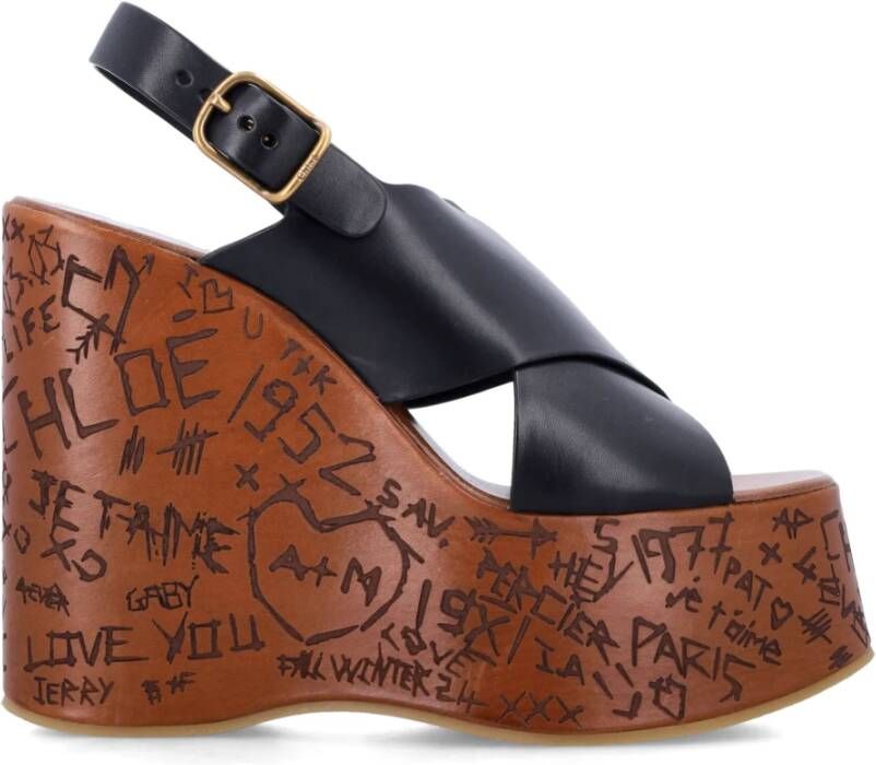 Chloé Zwarte Gesloten Sleehak Sandalen Black Dames