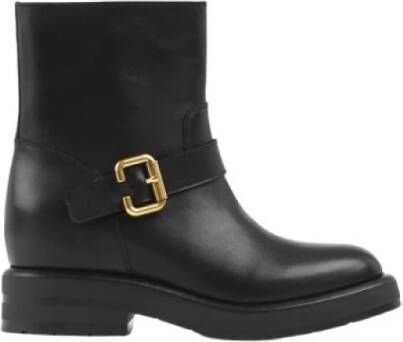 Chloé Zwarte leren enkellaarzen instapstijl Black Dames