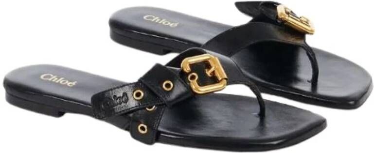 Chloé Zwarte Leren Instap Sandalen Black Dames