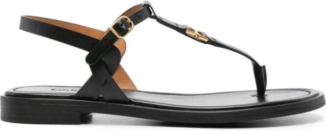 Chloé Zwarte Leren Sandalen met Gespdetail Black Dames