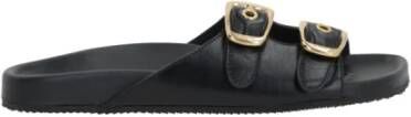 Chloé Zwarte leren slide sandalen Black Dames