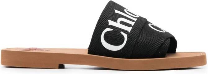 Chloé Zwarte Open Teen Slip-On Sandalen Black Dames