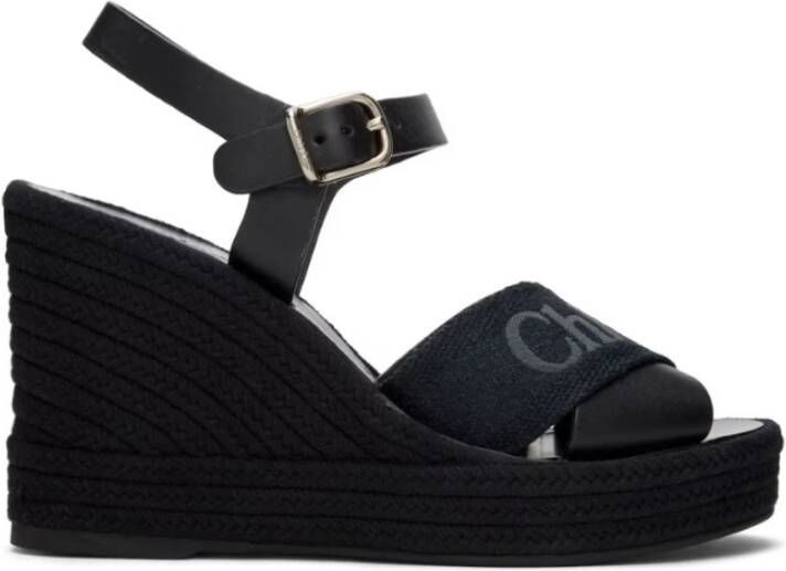 Chloé Zwarte Sleehak Sandalen Black Dames