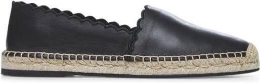 Chloé Zwarte Slip-On Schelpen Leren Espadrilles Black Dames