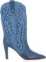 Christian Louboutin Blauwe Denim Geborduurde Cubaanse Haklaarzen Blue Dames - Thumbnail 1