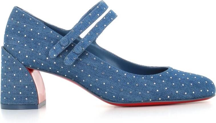 Christian Louboutin Blauwe Denim Hakken met Strass Blue Dames