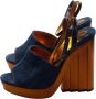 Christian Louboutin Blauwe Denim Sleehak Sandaal met Gouden Stiksels Blue Dames - Thumbnail 1