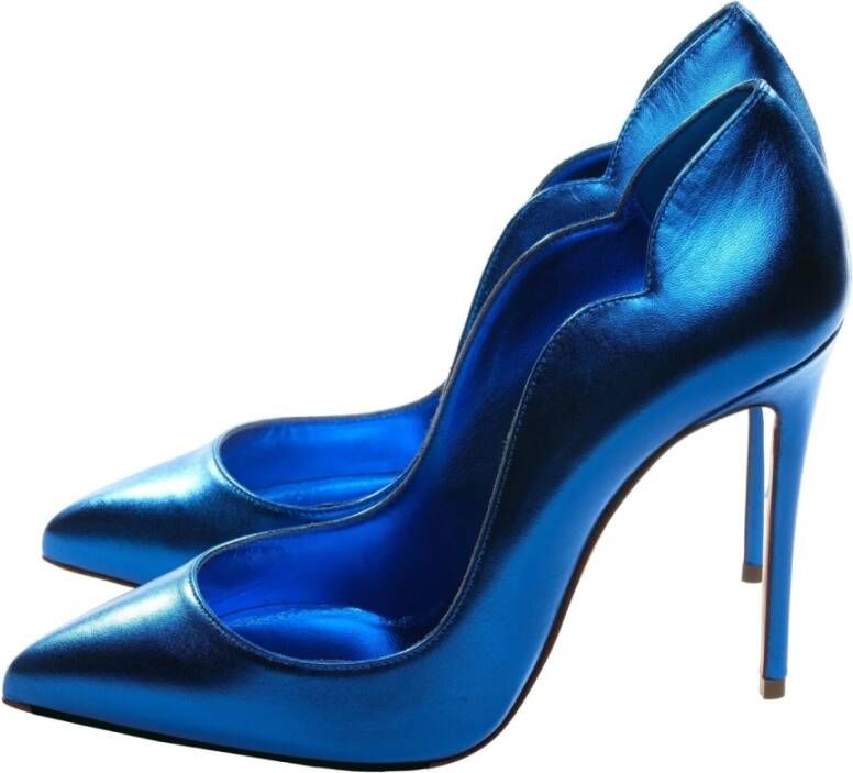 Christian Louboutin Blauwe Spiegelende Lakleren Hoge Hak Pumps Blue Dames