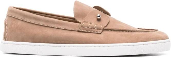 Christian Louboutin Bruin Jacquard Lage Sneakers Beige Heren