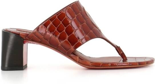 Christian Louboutin Bruin Leren Krokodillenprint Sandalen Brown Dames