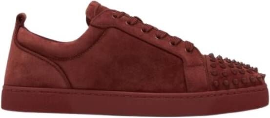 Christian Louboutin Bruine Suède Sneakers met Studs Brown Heren