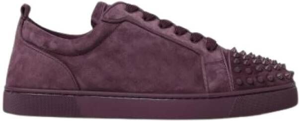 Christian Louboutin Bruine Suède Studs Sneakers Purple Heren